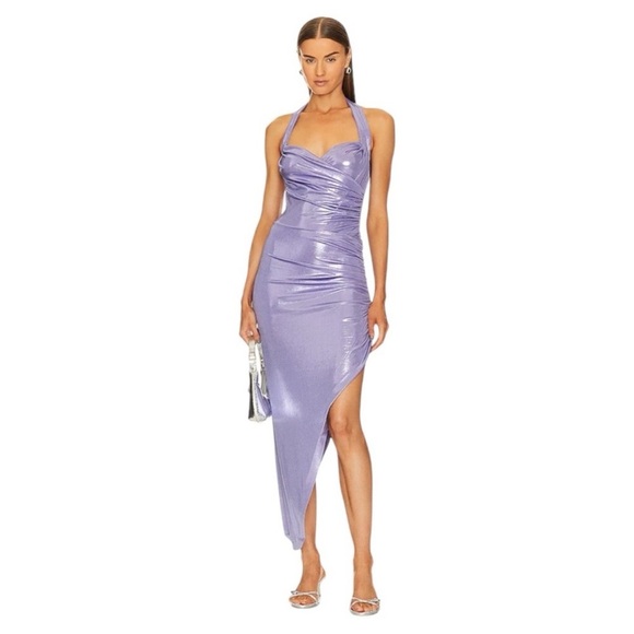 Norma Kamali Cayla Side Drape Gown in Lilac - Picture 1 of 7